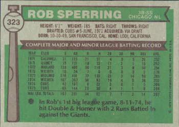Rob Sperring  baseball card collectible - Main Image 2