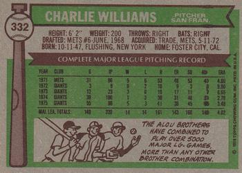Charlie Williams  baseball card collectible - Main Image 2