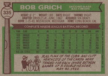 Bob Grich  baseball card collectible - Main Image 2