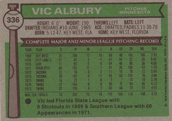 Vic Albury  baseball card collectible - Main Image 2