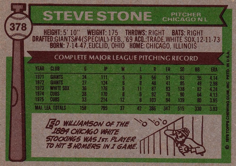 Steve Stone  baseball card collectible - Main Image 2