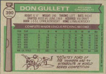 Don Gullett  baseball card collectible - Main Image 2