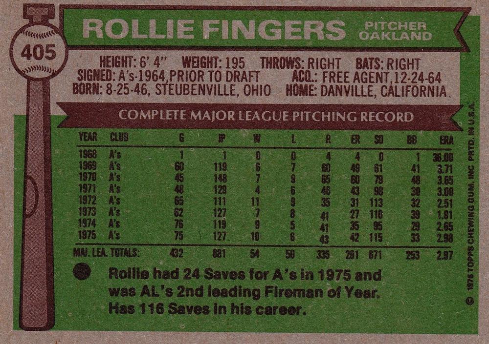 Rollie Fingers  baseball card collectible - Main Image 2