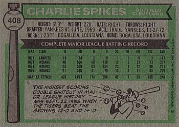 Charlie Spikes  baseball card collectible - Main Image 2