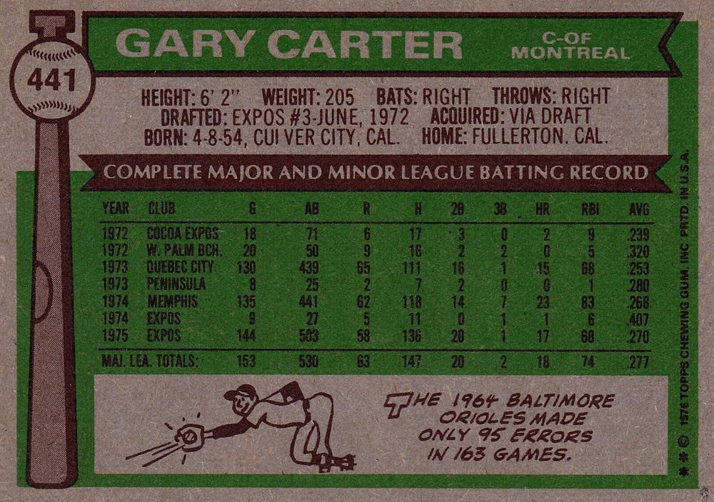 Gary Carter  baseball card collectible - Main Image 2
