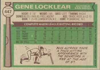 Gene Locklear  baseball card collectible - Main Image 2
