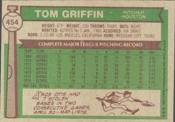 Tom Griffin  baseball card collectible - Main Image 2