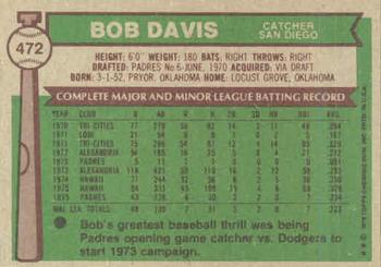 Bob Davis  baseball card collectible - Main Image 2