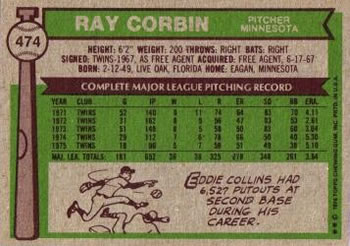 Ray Corbin  baseball card collectible - Main Image 2