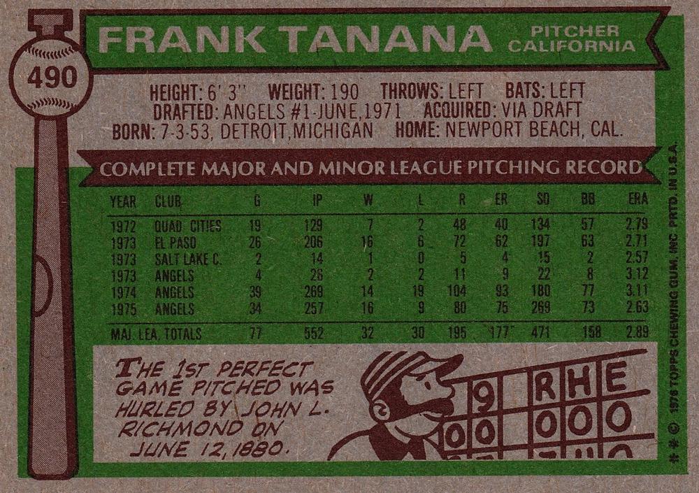 Frank Tanana  baseball card collectible - Main Image 2