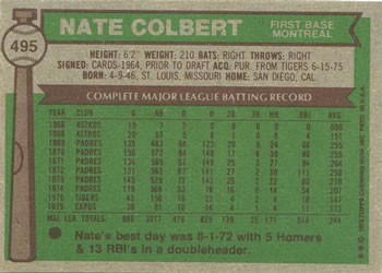 Nate Colbert  baseball card collectible - Main Image 2