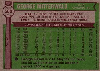 George Mitterwald  baseball card collectible - Main Image 2