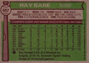 Ray Bare  baseball card collectible - Main Image 2
