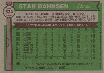 Stan Bahnsen  baseball card collectible - Main Image 2