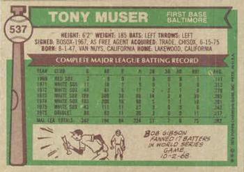 Tony Muser  baseball card collectible - Main Image 2