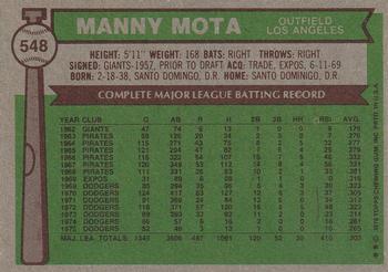 Manny Mota  baseball card collectible - Main Image 2