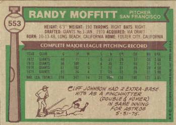 Randy Moffitt  baseball card collectible - Main Image 2