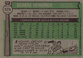 George Hendrick  baseball card collectible - Main Image 2
