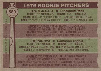 1976 Rookie Pitchers (Santo Alcala / Mike Flanagan / Joe Pactwa / Pablo Torrealba)  baseball card collectible - Main Image 2