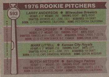 1976 Rookie Pitchers (Larry Anderson / Ken Crosby / Mark Littell / Butch Metzger)  baseball card collectible - Main Image 2