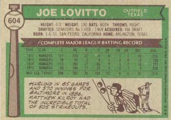 Joe Lovitto  baseball card collectible - Main Image 2