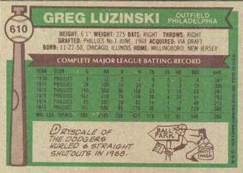 Greg Luzinski  baseball card collectible - Main Image 2