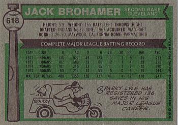 Jack Brohamer  baseball card collectible - Main Image 2