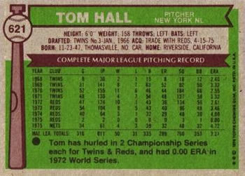 Tom Hall  baseball card collectible - Main Image 2