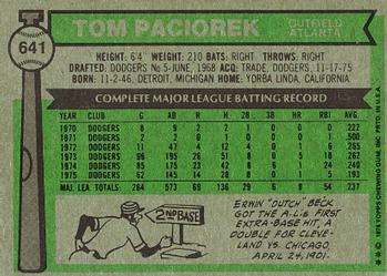 Tom Paciorek  baseball card collectible - Main Image 2