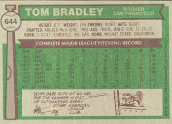 Tom Bradley  baseball card collectible - Main Image 2