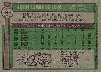 John Lowenstein  baseball card collectible - Main Image 2