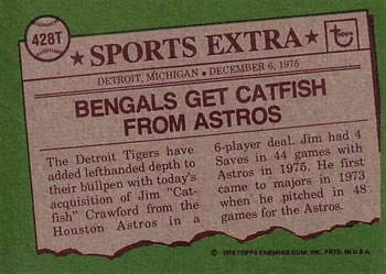 Jim Crawford  baseball card collectible - Main Image 2