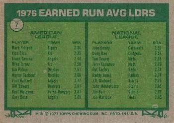 1976 ERA Leaders (Mark Fidrych / John Denny)  baseball card collectible - Main Image 2