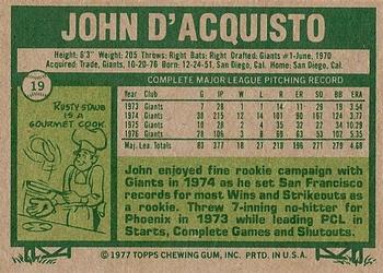 John D’Acquisto  baseball card collectible - Main Image 2