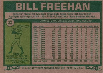 Bill Freehan  baseball card collectible - Main Image 2