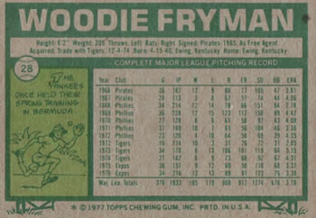 Woodie Fryman  baseball card collectible - Main Image 2