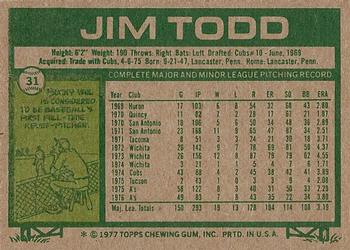 Jim Todd  baseball card collectible - Main Image 2