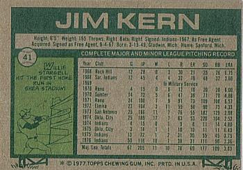 Jim Kern  baseball card collectible - Main Image 2