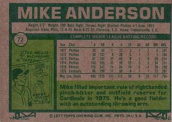 Mike Anderson  baseball card collectible - Main Image 2