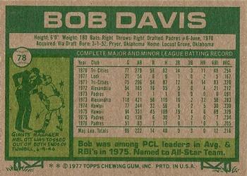 Bob Davis  baseball card collectible - Main Image 2