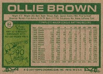 Ollie Brown  baseball card collectible - Main Image 2