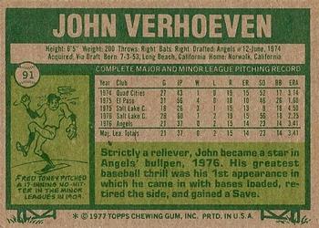 John Verhoeven  baseball card collectible - Main Image 2