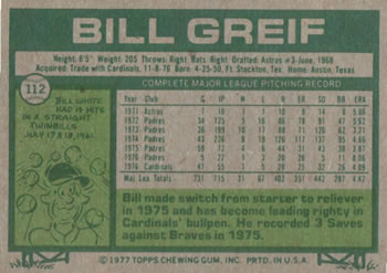 Bill Greif  baseball card collectible - Main Image 2
