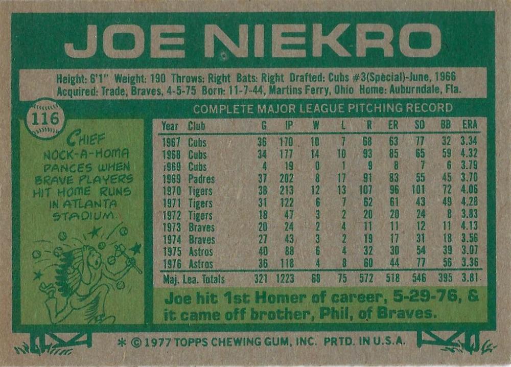 Joe Niekro  baseball card collectible - Main Image 2