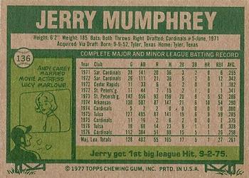 Jerry Mumphrey  baseball card collectible - Main Image 2