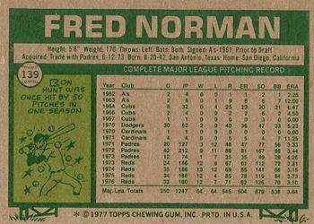 Fred Norman  baseball card collectible - Main Image 2