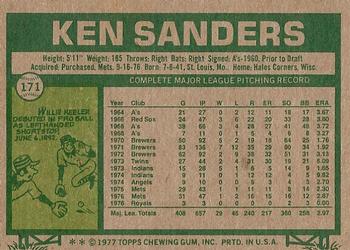 Ken Sanders  baseball card collectible - Main Image 2