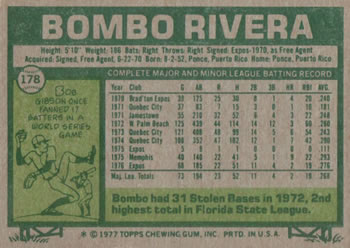 Bombo Rivera  baseball card collectible - Main Image 2