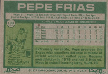 Pepe Frias  baseball card collectible - Main Image 2