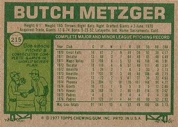 Butch Metzger  baseball card collectible - Main Image 2